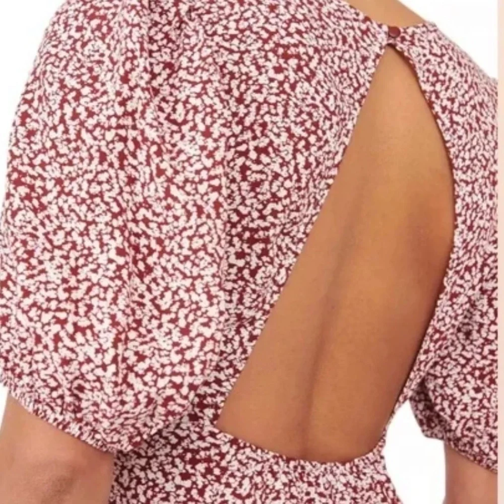 NWT Free People Dancing In The Dark Printed Open Back Ruffle Hem Mini Dress